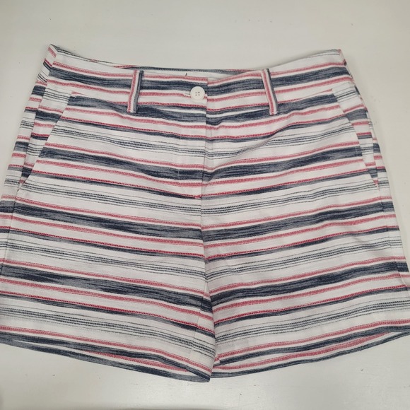 LOFT Striped Shorts Womens Casual White Blue Red Nautical Preppy Summer - Picture 1 of 3